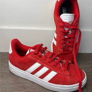 Adidas Scarlet and White Classic Sneakers